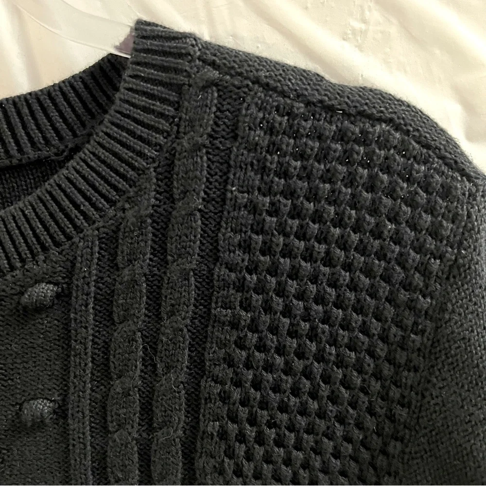 GAP KIDS DRESS, Size L / 10, Black Long Sleeve Cable Knit Sweater Dress.